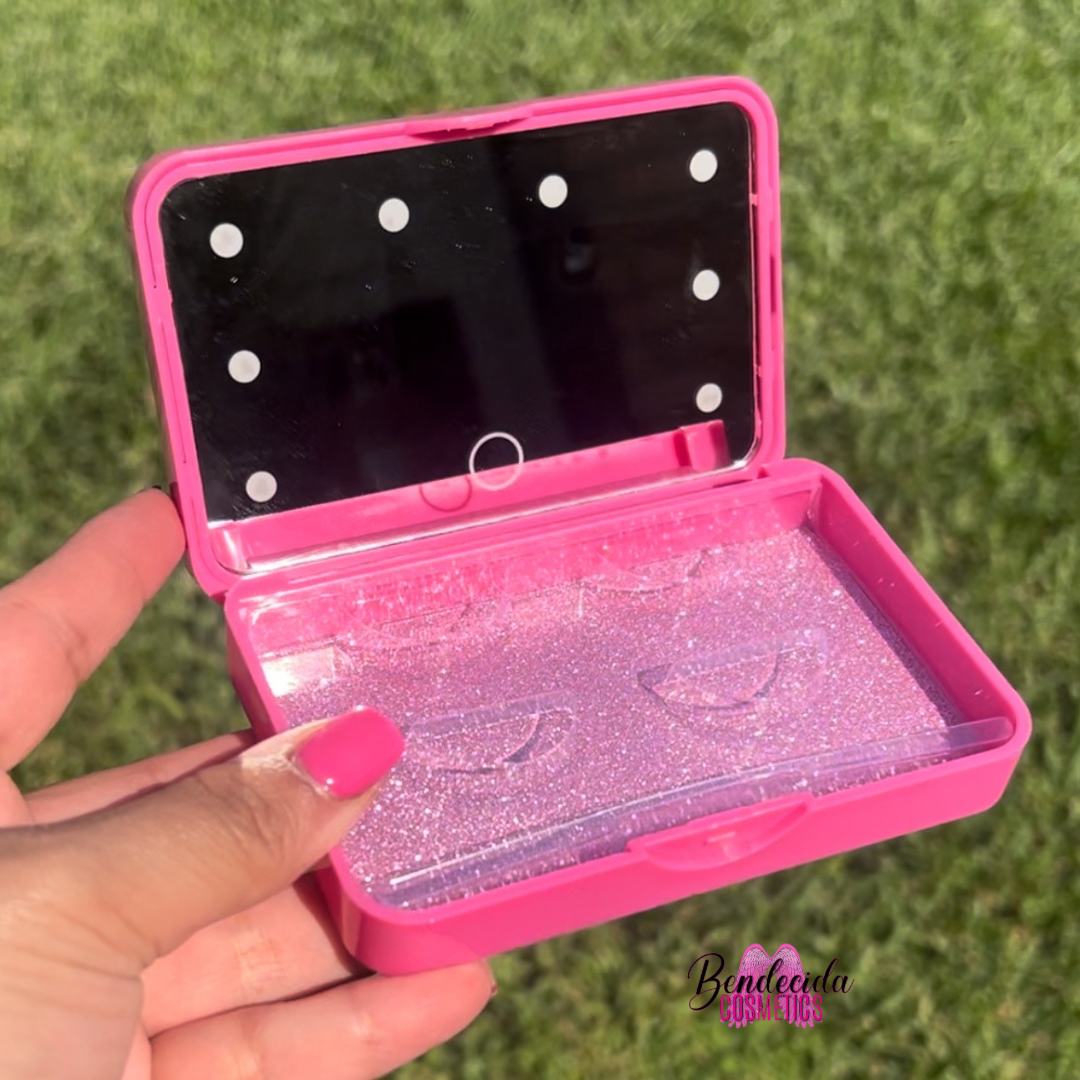 LED Glitter Light Mirror Eyelash Holder